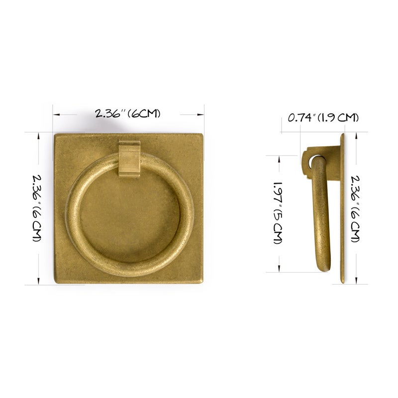 Hardware Philosophy "Ring Plate Pulls 2.3 Inches - Set of 2 - Architectural, Interior Design, Furniture Cabinet Customization Hardware - Image 2